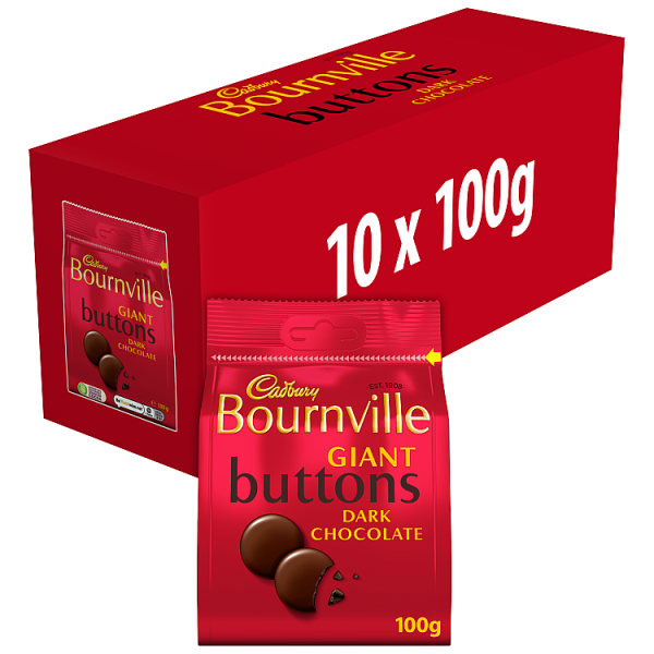 Cadbury Bournville Giant Buttons Dark Chocolate Bag 100g