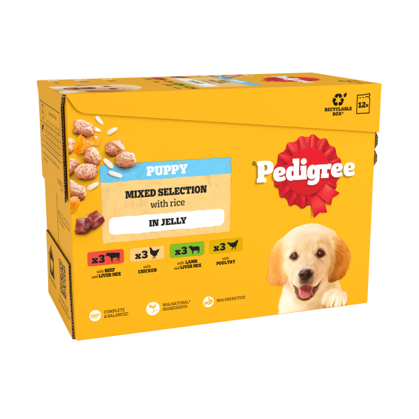 Pedigree Puppy Wet Dog Food Pouches Mixed in Jelly 12 x 100g