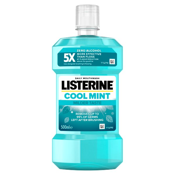 Listerine Essentials Cool Mint Milder Taste Mouthwash 500ml