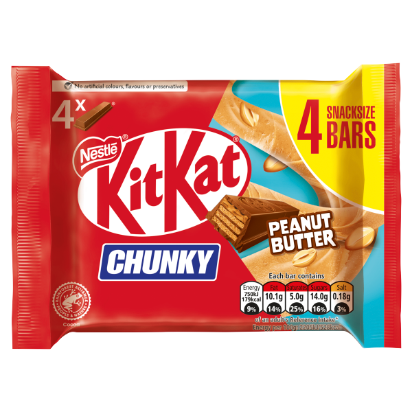Kit Kat Chunky Salted Caramel Popcorn Milk Chocolate Bar Multipack 4