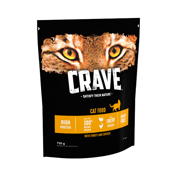 Crave Natural Grain Free Adult Complete Dry Cat Food Turkey & Chicken 750g We Get Any Stock