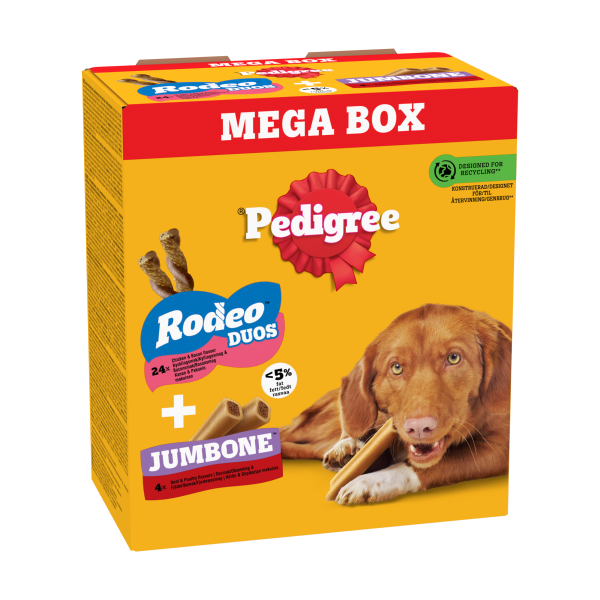 Pedigree Rodeo Duos & Jumbone Medium Dog Treats Mega Box 28 Chews 780g