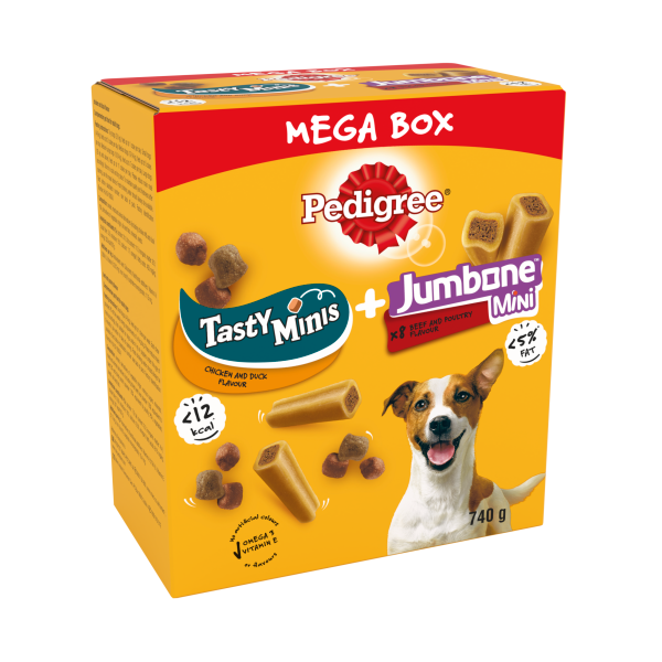 Pedigree Tasty Minis & Jumbone Adult Small Dog Treats Mega Box 740g