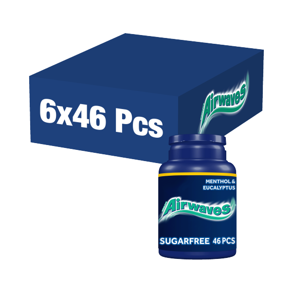 Airwaves Menthol & Eucalyptus Sugar Free Chewing Gum Bottle 46 Pieces