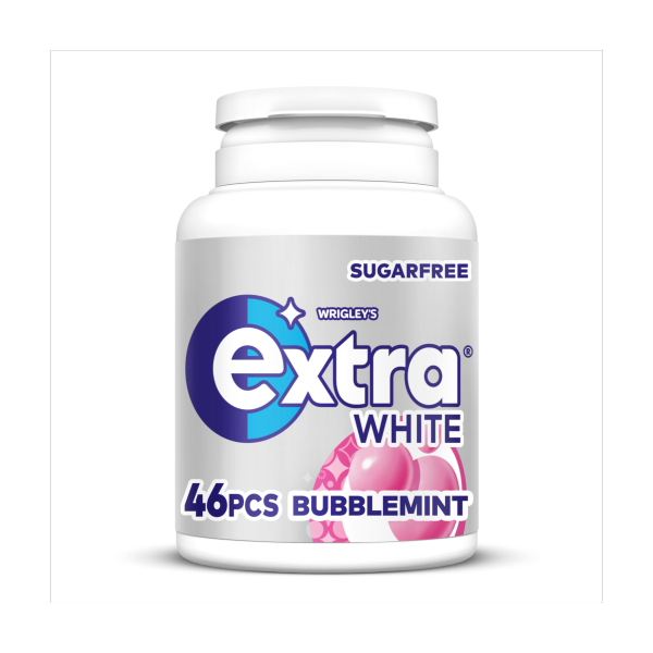 Extra White Bubblemint Sugarfree Chewing Gum Bottle 46 Pieces