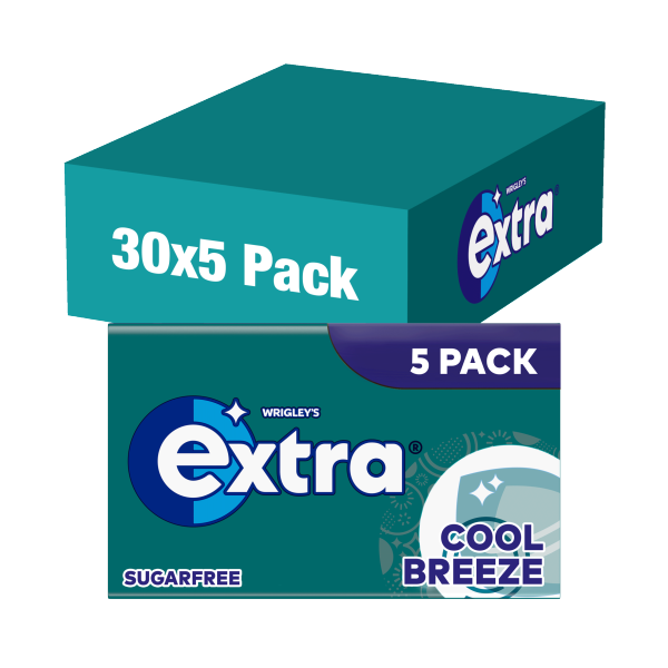 Extra Cool Breeze Sugarfree Chewing Gum Multipack 5 x 10 Pieces