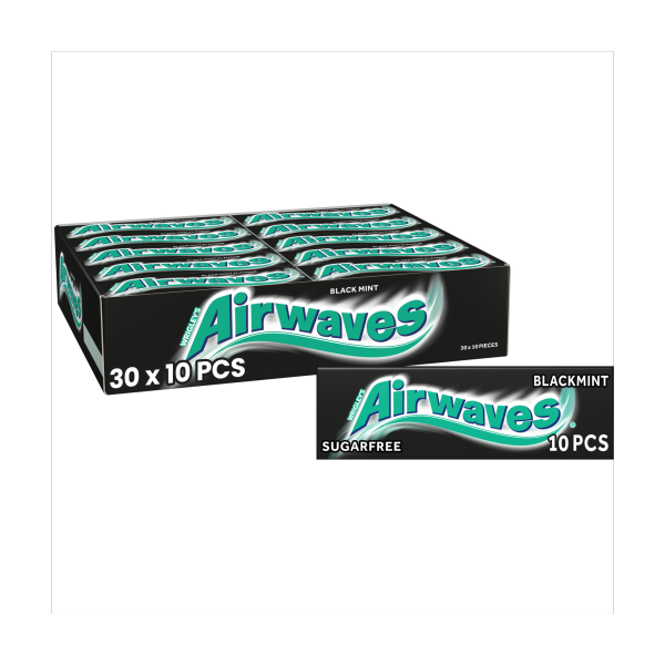 Airwaves Black Mint Flavour Sugarfree Chewing Gum 10 Pieces