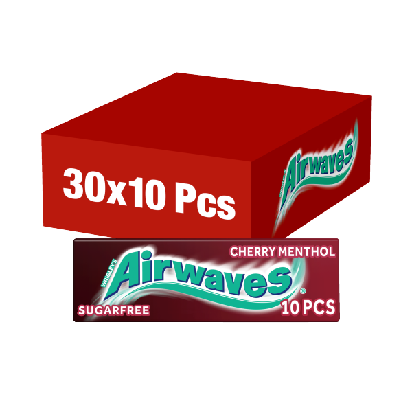 Airwaves Cherry Menthol Flavour Sugarfree Chewing Gum 10 Pieces 14g