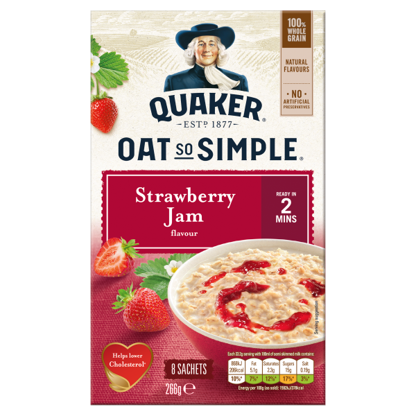 Quaker Oat So Simple Strawberry Jam Porridge Sachets 8x33.2g We Get