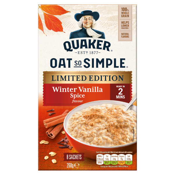 Quaker Oat So Simple Limited Edition Winter Vanilla Spice Porridge