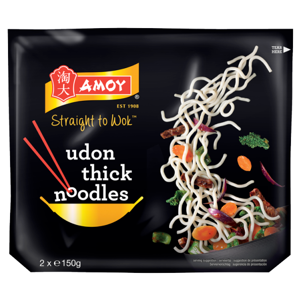 Amoy Straight to Wok Udon Thick Noodles 2 x 150g
