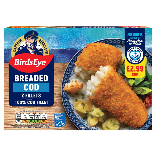 Birds Eye 2 Breaded Cod Fillets £2.99 200g