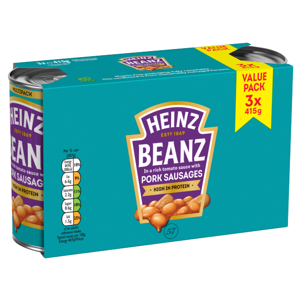 Heinz Baked Beanz with Sausages 3 x 415g We Get Any Stock