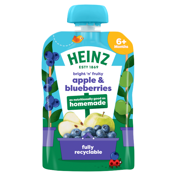 Heinz Apple & Blueberries Fruit Pouch 100g