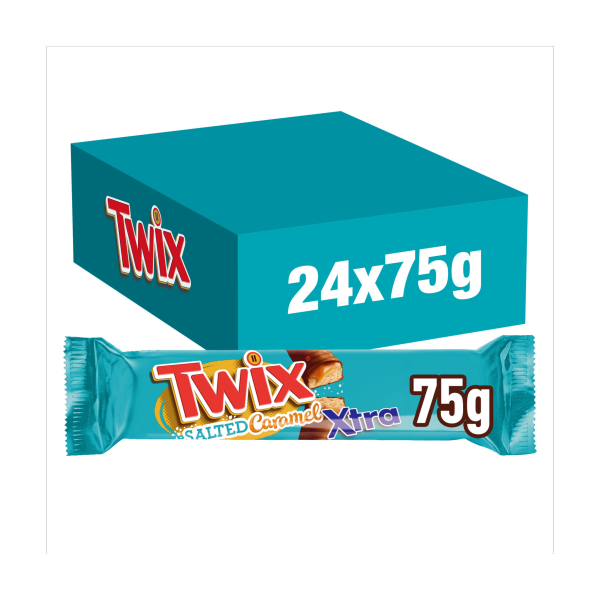 Twix Xtra Salted Caramel Chocolate Biscuit Twin Bars 75g