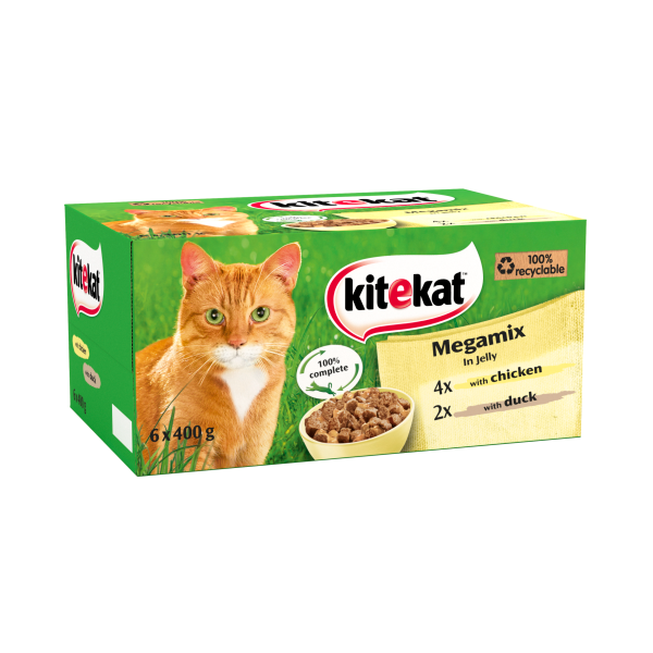 Kitekat Adult Wet Cat Food Tins Meaty Megamix in Jelly 6 x 400g We Get Any Stock