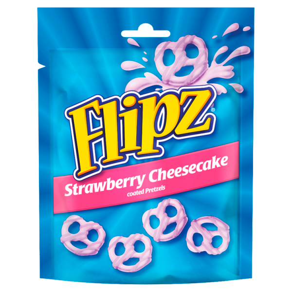 Flipz Strawberry Cheesecake Coated Pretzel Snacks 90g