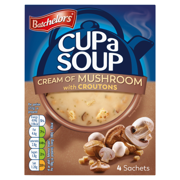 Batchelors Cup a Soup Cream of Mushroom with Croutons 4 Sachets 99g