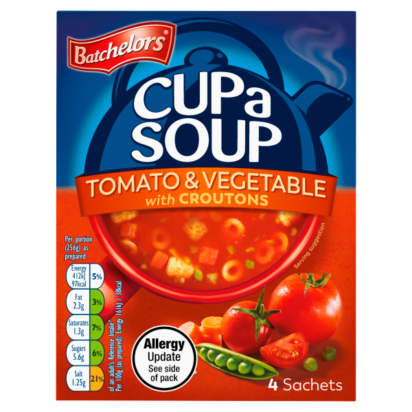 Batchelors Cup a Soup Tomato & Vegetable with Croutons 4 Sachets 104g