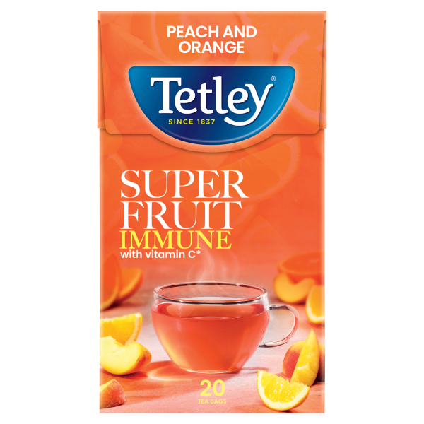 Tetley Super Fruits Immune Peach & Orange Tea Bags x20