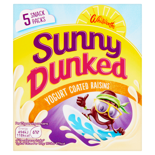 Whitworths Sunny Dunked Yogurt Coated Raisins 5 x 25g (125g)