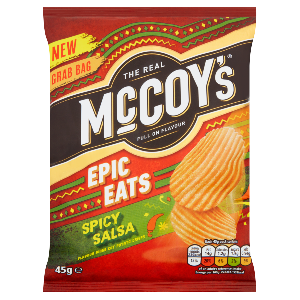 McCoy's Spicy Salsa Flavour Ridge Cut Potato Crisps 45g