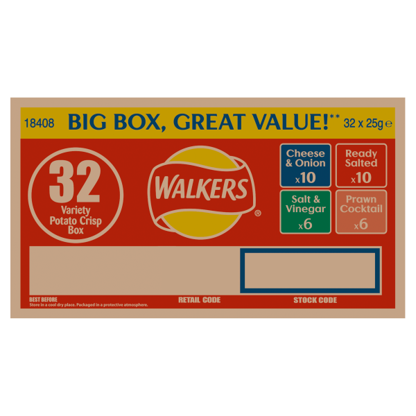 Walkers Classic Variety Crisps Box 32x25g We Get Any Stock