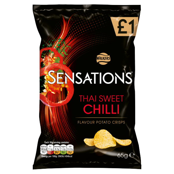 Walkers Sensations Thai Sweet Chilli Sharing Crisps £1 RRP PMP 65g We