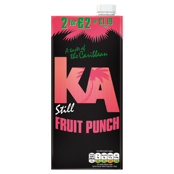 KA Still Fruit Punch Juice PM£1.19 or 2 for £2 1Ltr We Get Any Stock