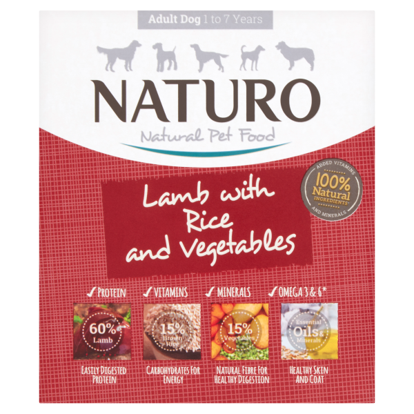 Naturo Natural Pet Food Lamb with Rice and Vegetables Adult Dog 1 to 7 Years 400g