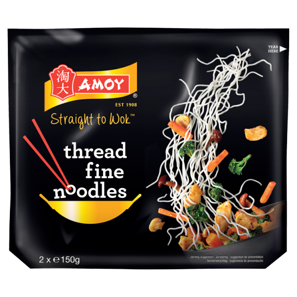 Amoy Straight to Wok Thread Fine Noodles 2 x 150g