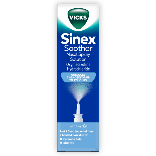 Vicks Sinex Soother Decongestant Nasal Spray For Blocked Nose With Aloe Vera Bottle 15ml