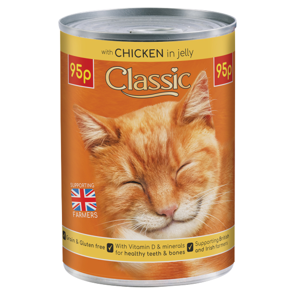 Classic Cat Food With Chicken in Jelly Tin PM95p 400g