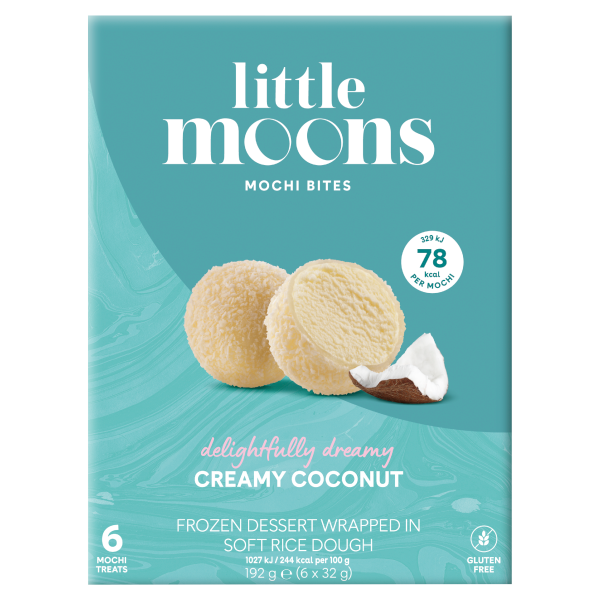 Little Moons Creamy Coconut Soft Mochi & Gelato Ice Cream 6 x 32g (192g)