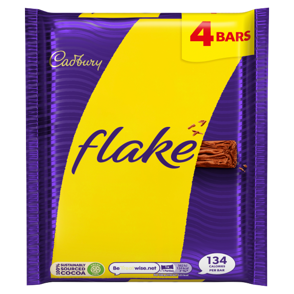 Cadbury Flake Chocolate Bar 4x25.5g (102g)