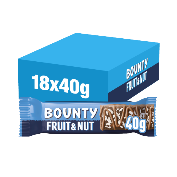 Bounty Triple Treat Fruit & Nut Chocolate Bar Snack 40g