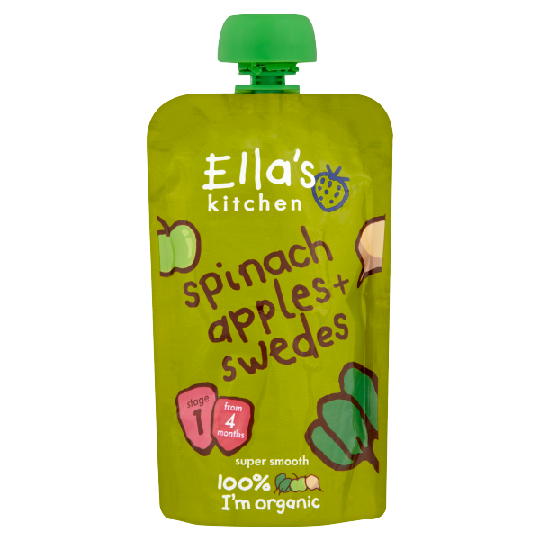Ella's Kitchen Organic Spinach, Apples and Swedes Baby Pouch 4+ Months