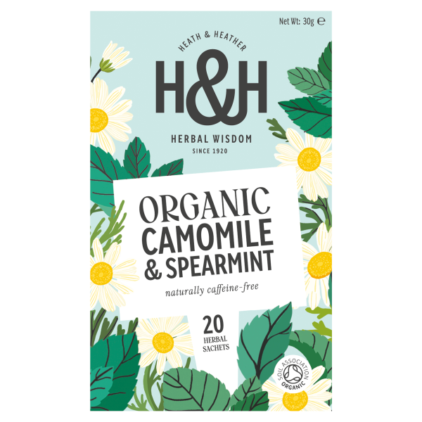 Heath & Heather Organic Camomile & Spearmint 20 Envelope Bags 30g