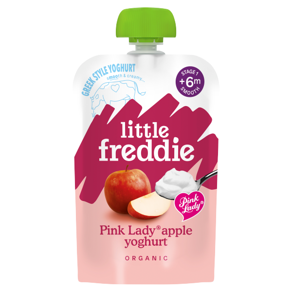 Little Freddie Organic Baby Food Stage 1 from 6 Months Pink Lady Greek Style Yoghurt Pouch 100g