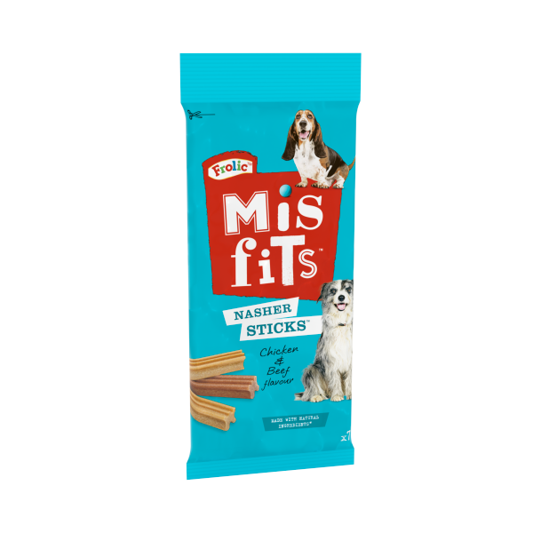 Misfits Nasher Sticks Adult Medium Dog Treats with Chicken and Beef 175g