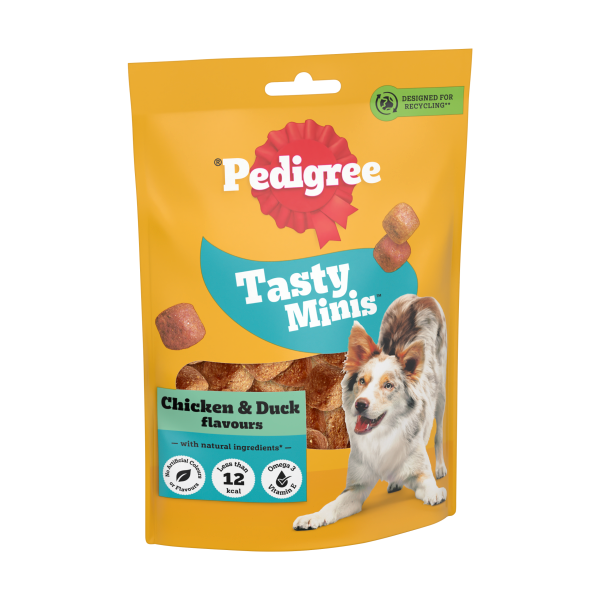 Pedigree Tasty Minis Adult Dog Treats Chicken & Duck Chewy Cubes 130g