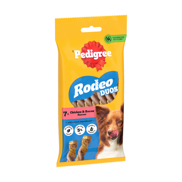 Pedigree Rodeo Duos Adult Dog Treats Chicken & Bacon 7 Chews 123g