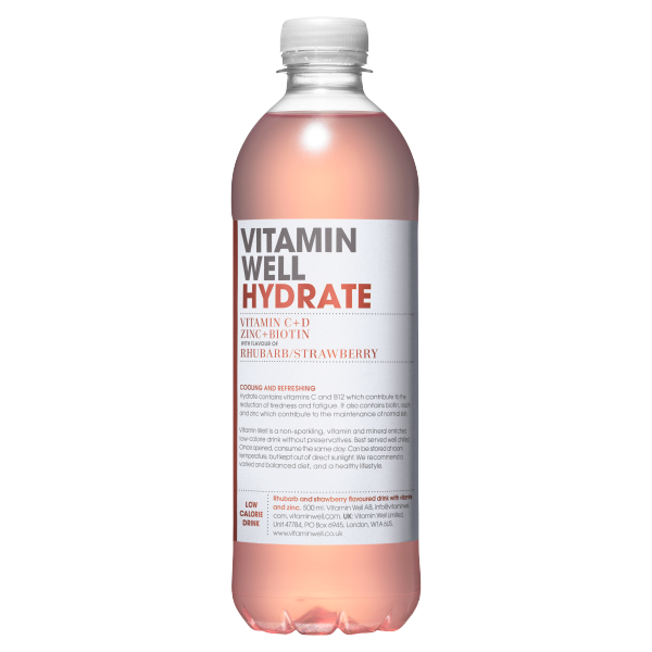 Vitamin Well Hydrate with Flavour of Rhubarb / Strawberry 500ml