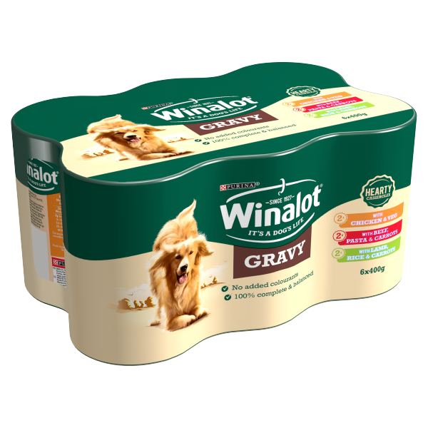 WINALOT Hearty Casseroles Mixed in Gravy Wet Dog Food Can 6 x 400g