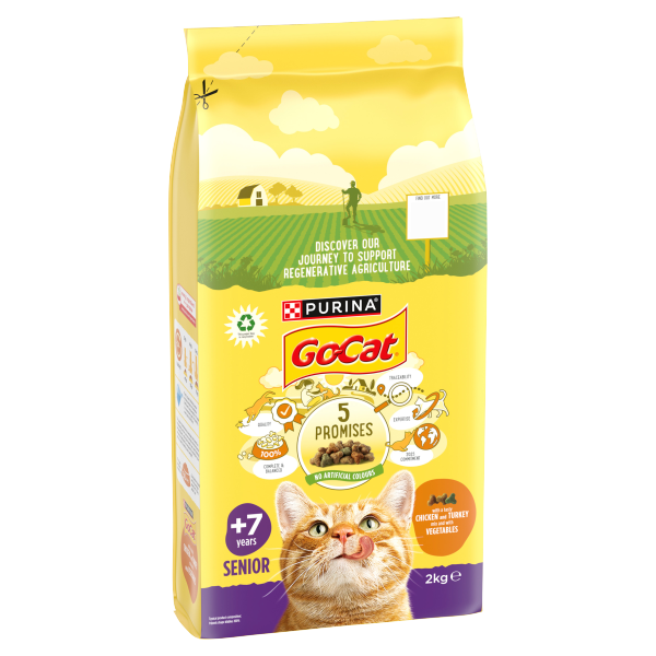 Go-Cat® Senior with Chicken and Turkey Mix and Vegetables Dry Cat Food 2kg