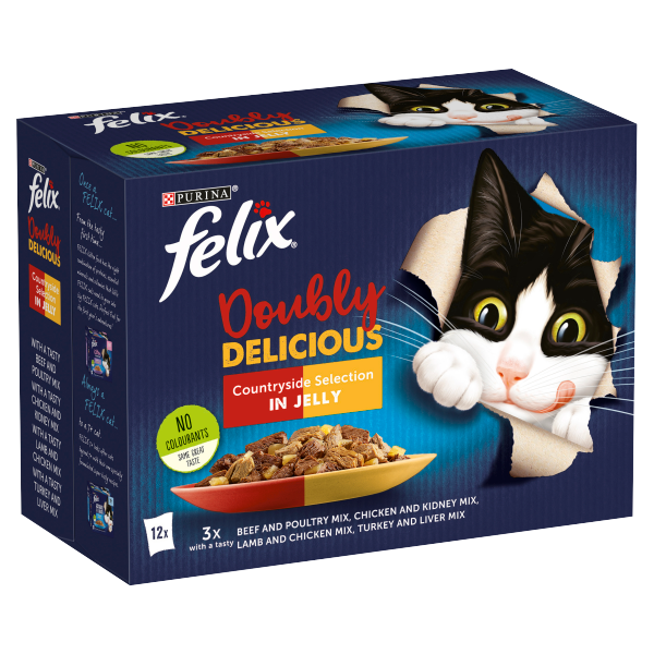 FELIX As Good As It Looks Doubly Delicious Meat Selection in Jelly Wet Cat Food 12 x 100g We