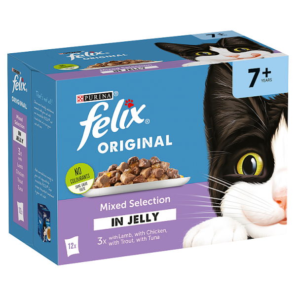 FELIX Senior Mixed Chunks in Jelly Wet Cat Food 12 x 100g We Get