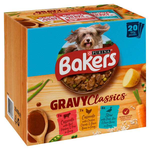 BAKERS Gravy Classics Beef Chicken Duck Wet Dog Food 20x100g