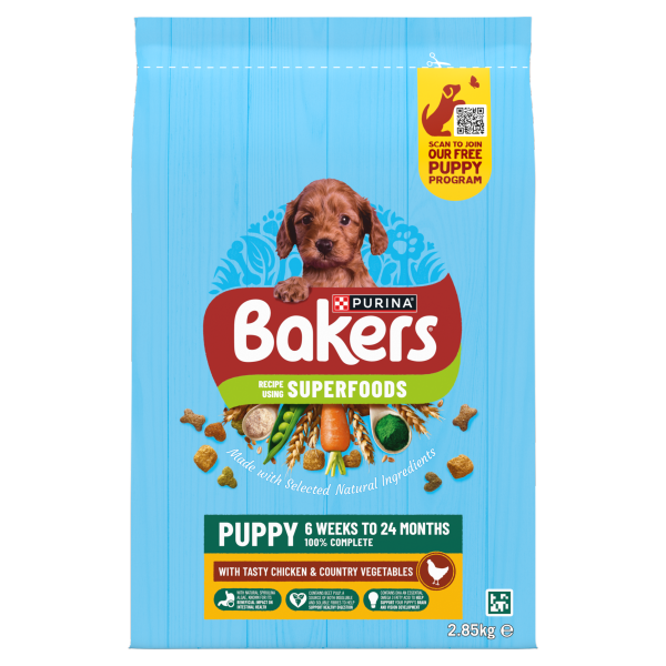 BAKERS Puppy Chicken with Vegs Dry Dog Food 2.85kg We Get Any Stock