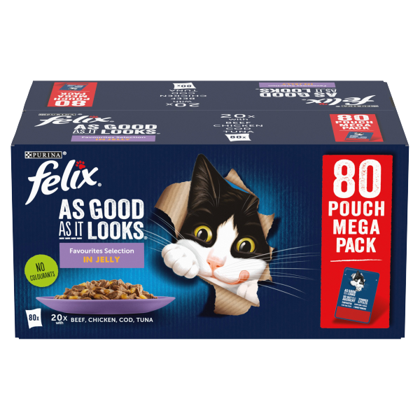 FELIX AS GOOD AS IT LOOKS Mixed Selection in Jelly Wet Cat Food 80 x 100g